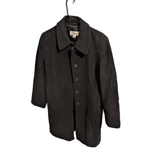 Calvin Klein Wool Blend Winter Pea Coat Women's Size 10, Black Single Breasted